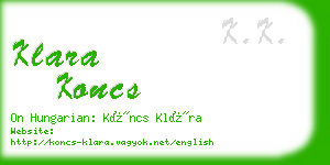 klara koncs business card